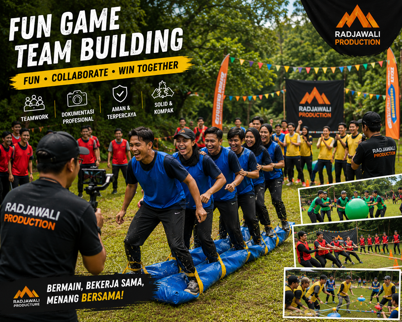 Peserta mengikuti permainan outbound tim di alam terbuka
